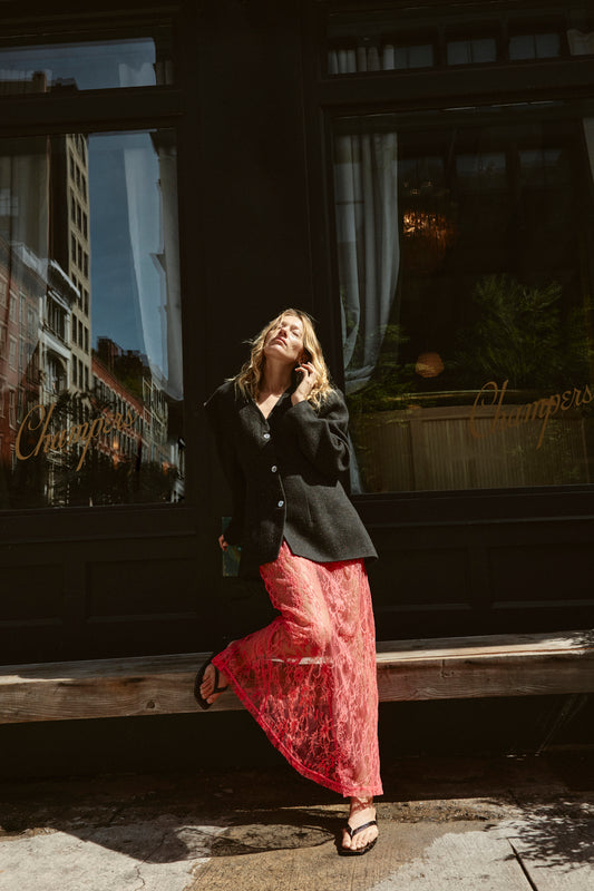 Devyn Lace Midi Skirt Pink - size:Kelsey:AU 6 / US 2