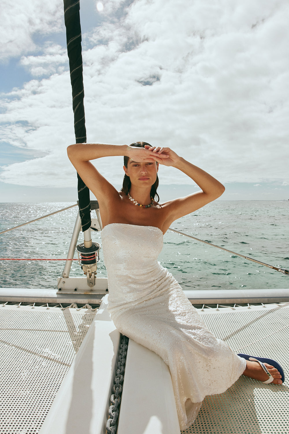 Sabine Sequin Maxi Dress Ivory