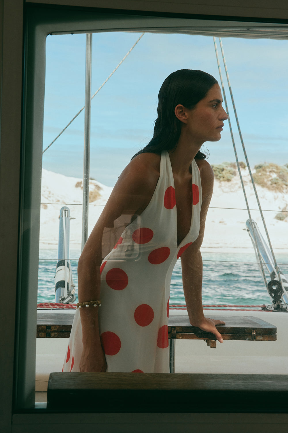 Ani Maxi Dress Orange Polka Dot