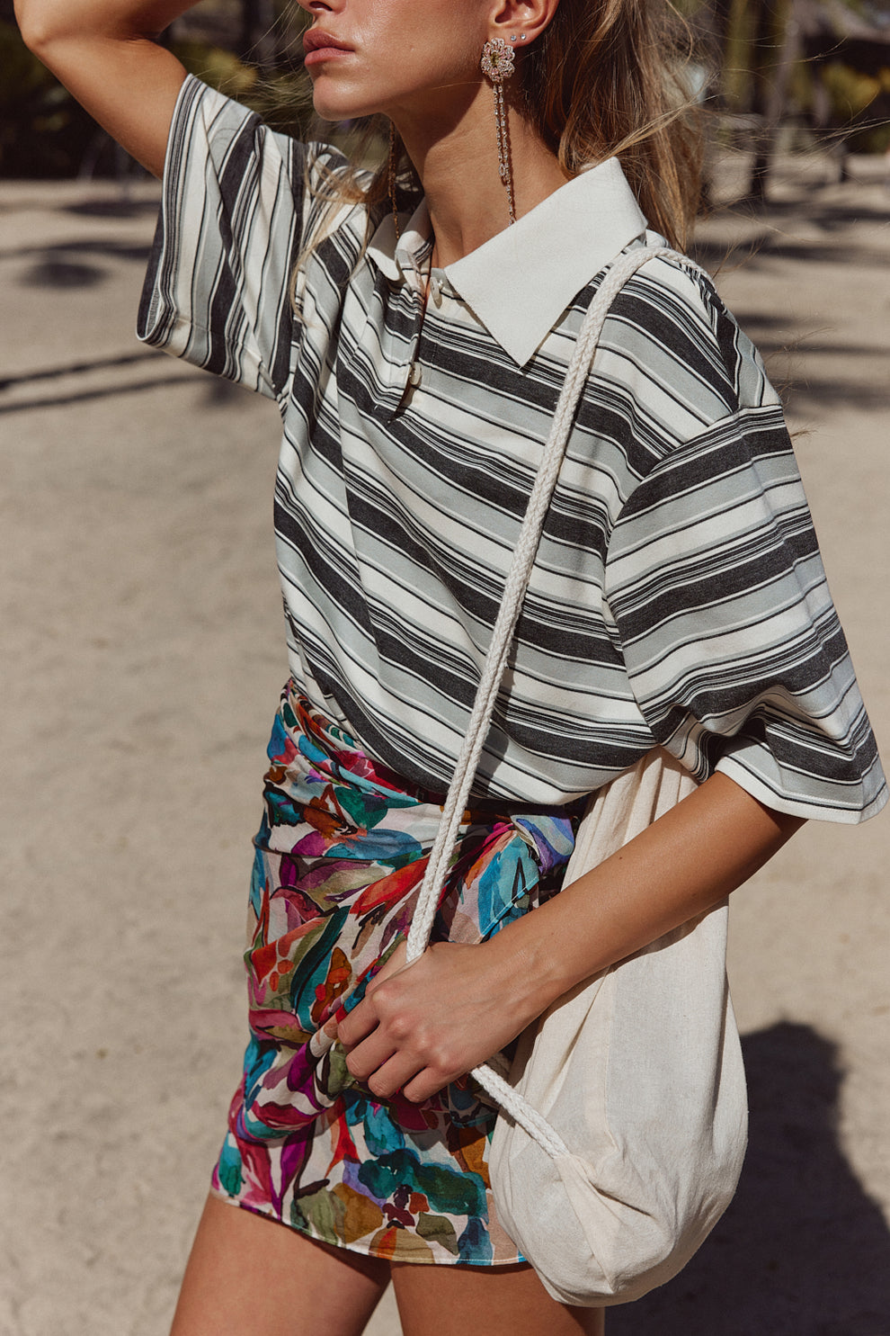 Kinsley Short Sleeve Polo Grey Stripe