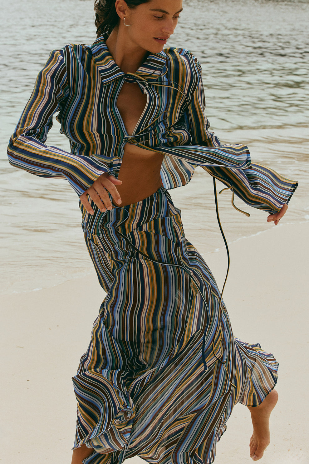 Sadie Sheer Maxi Skirt Stripe - size:Sophia:AU 8 / US 4