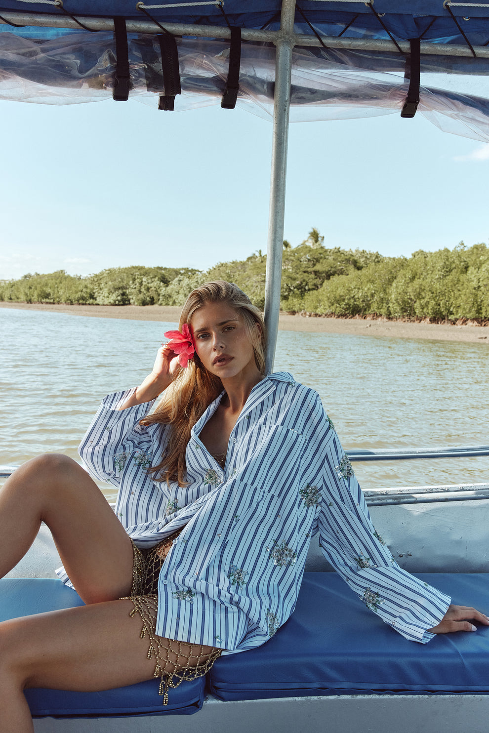 Noah Sequin Shirt Blue Stripe - size:Greta:AU 6 / US 2