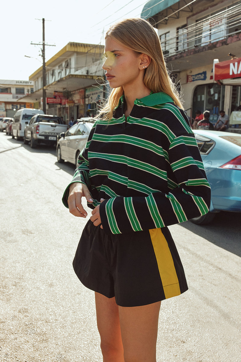 Kinsley Polo Green Stripe - size:Greta:AU 6 / US 2