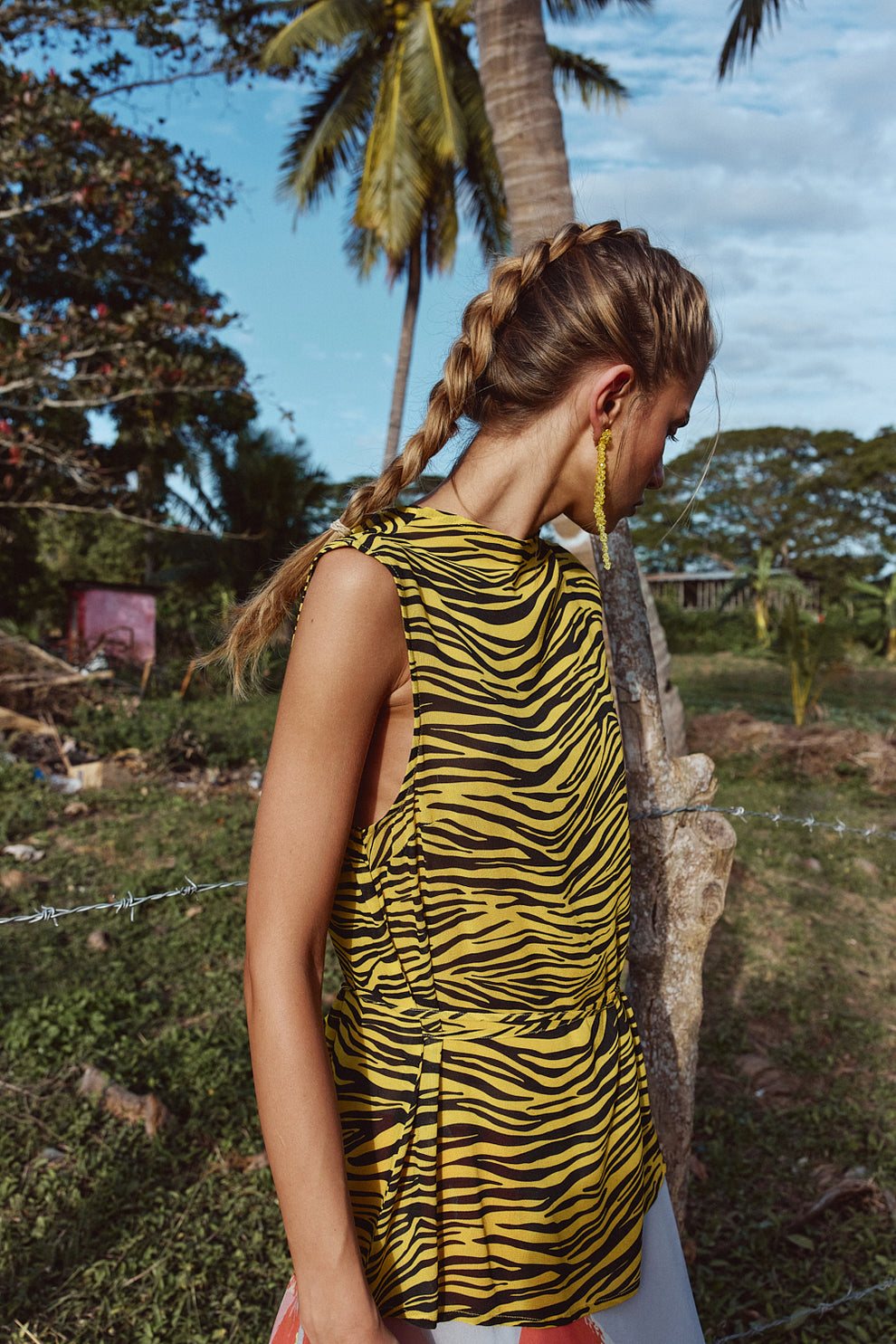 Carson Sheer Top Yellow Tiger - size:Greta:AU 6 / US 2