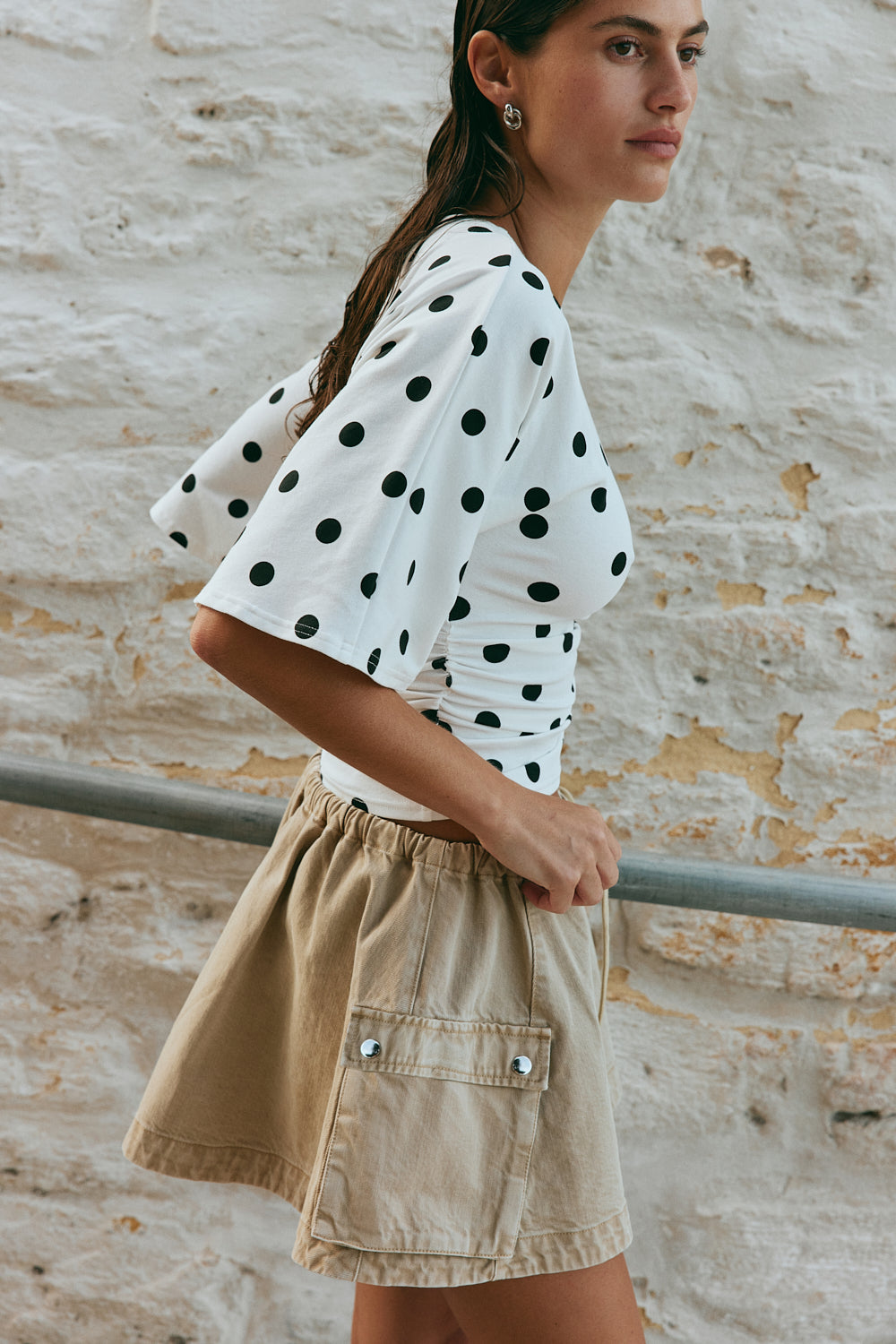 Reiley Denim Mini Skirt Ecru