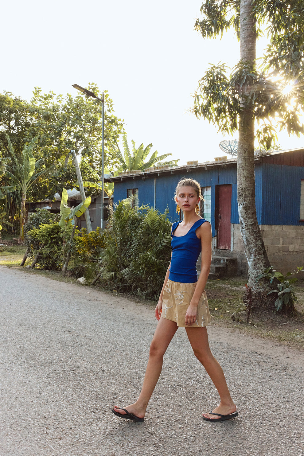 Alba Beaded Mini Skirt Palm