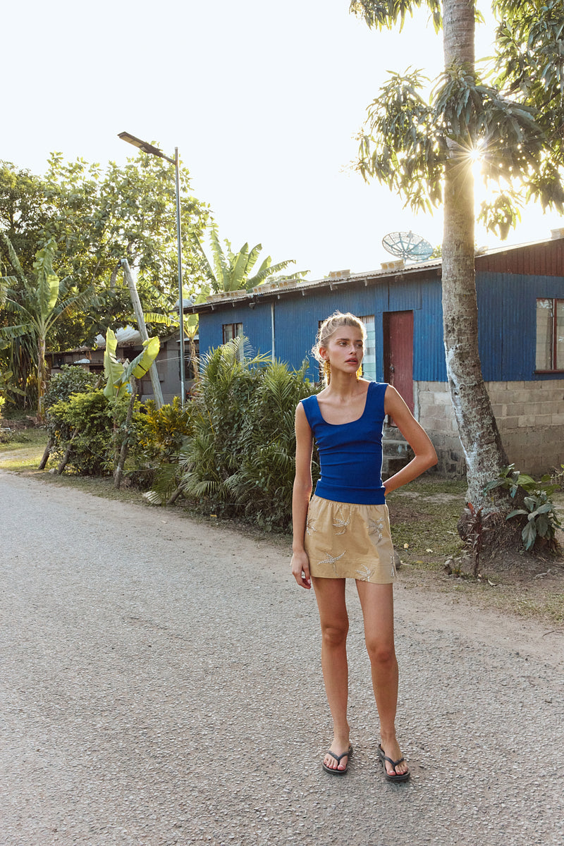Alba Beaded Mini Skirt Palm - size:Greta:AU 6 / US 2