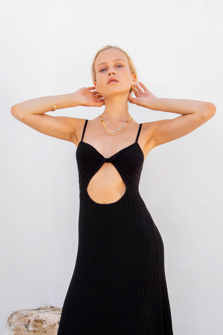VRG GRL Blondie Knit Midi Dress // Black