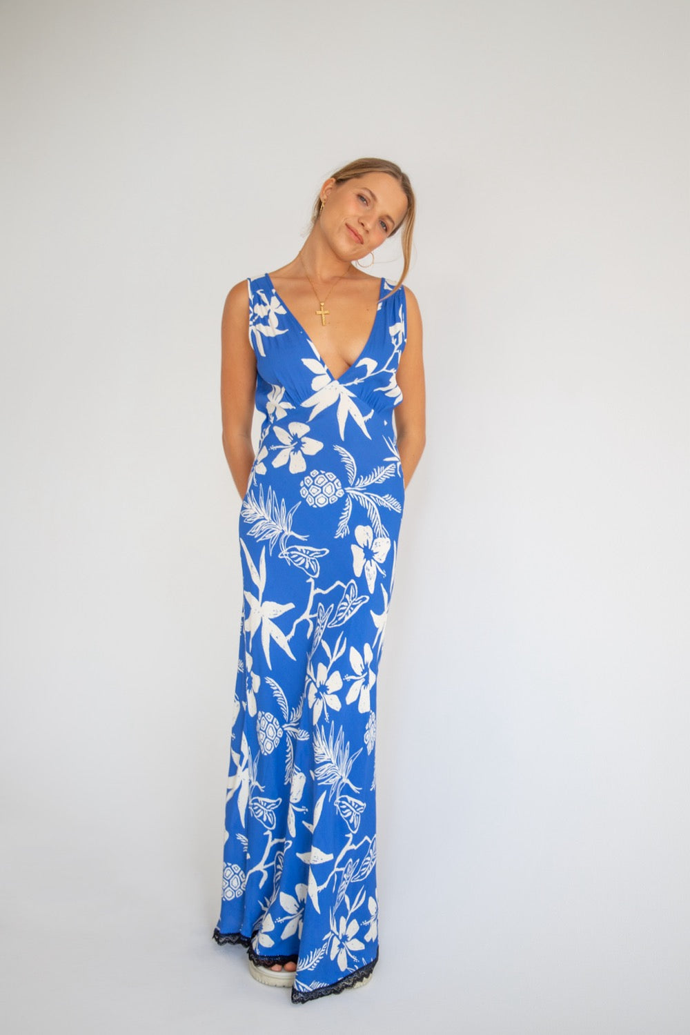 Lust For Sun Bias Cut Maxi Dress Blue