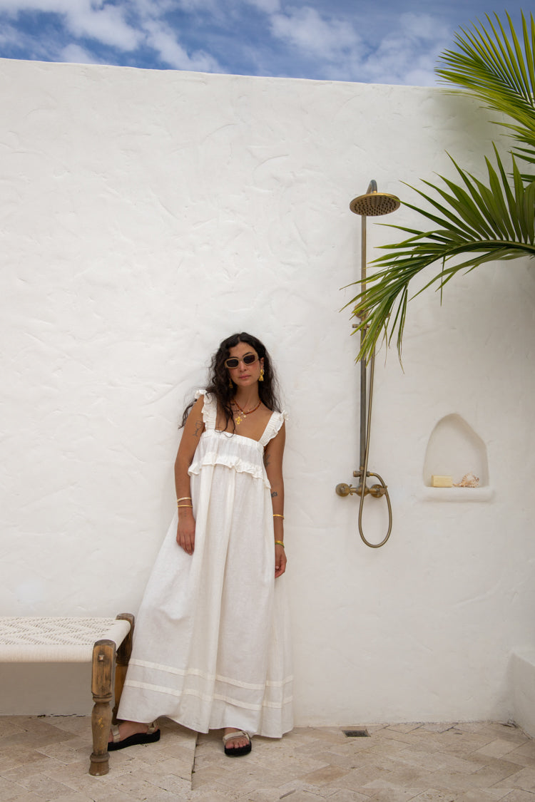 VRG GRL Curate & Create Smock Maxi Dress // White