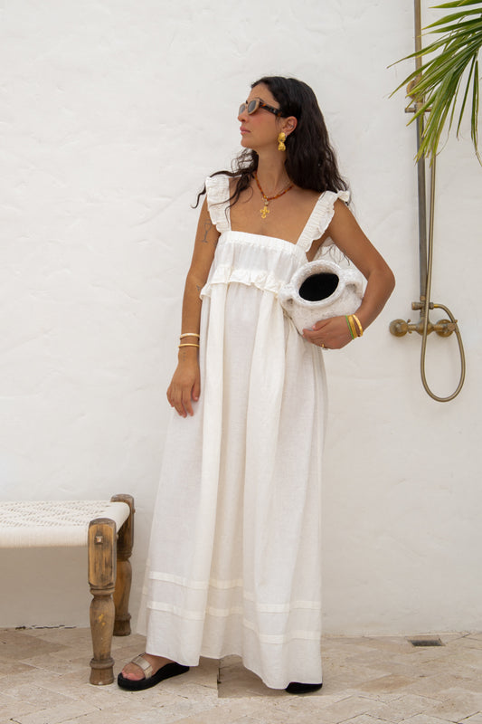 VRG GRL Curate & Create Smock Maxi Dress // White