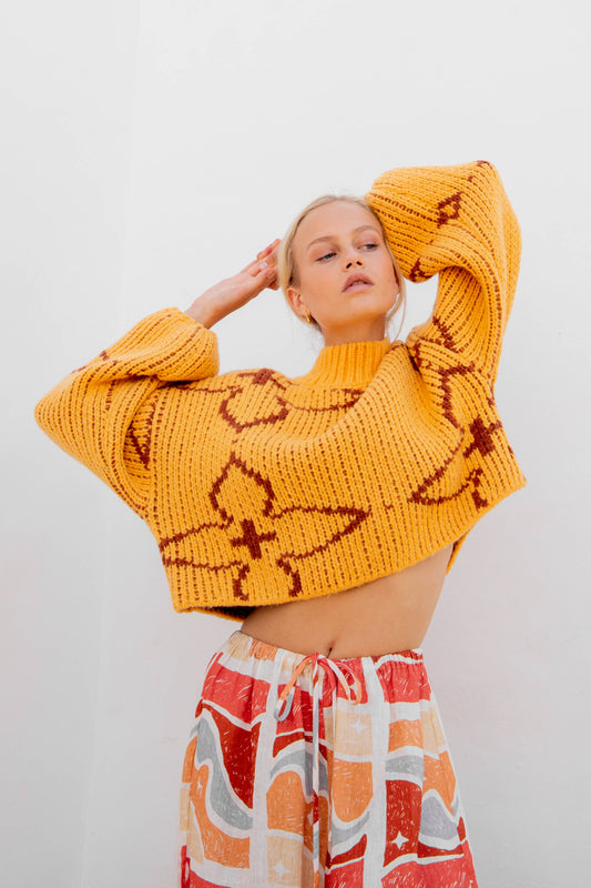 VRG GRL Calabria Cropped Knit Jumper // Mustard