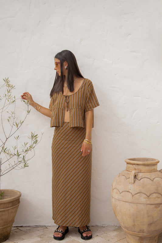 VRG GRL Italian Streets Bias Cut Maxi Skirt // Stripe
