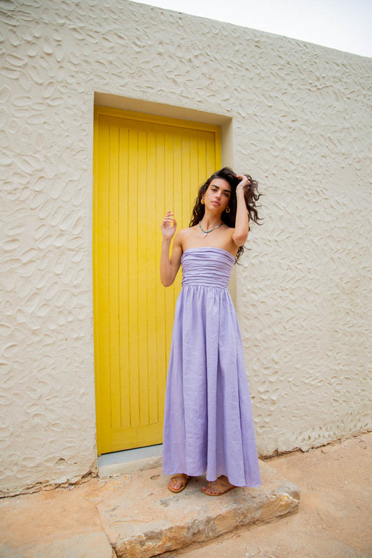 VRG GRL Saint Malo Linen Midi Dress // Lilac