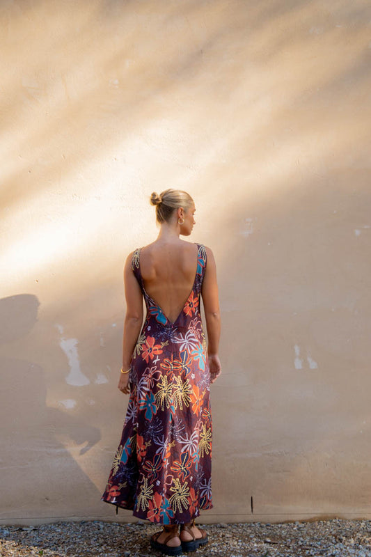 VRG GRL Art Of Bloom Bias Cut Maxi Dress // Exotica