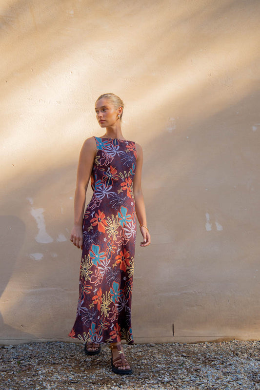 VRG GRL Art Of Bloom Bias Cut Maxi Dress // Exotica