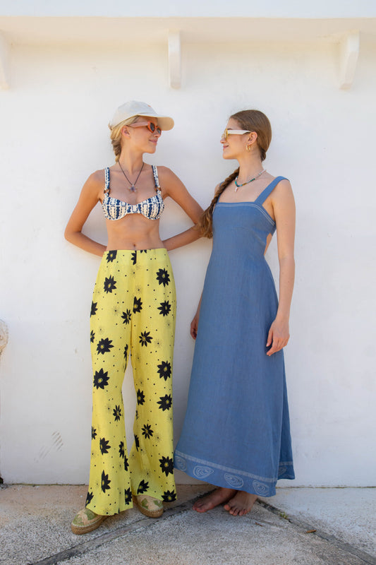 VRG GRL Francesca Linen Midi Dress // Blue