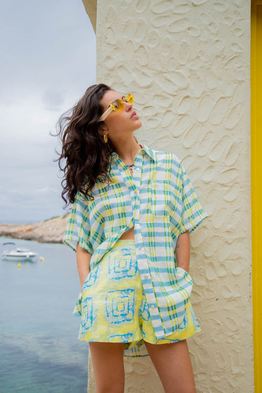 VRG GRL Capri Linen Button Front Shirt // Isla