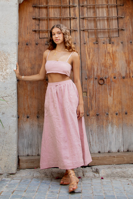 VRG GRL Cariño Linen Crop Top // Blush