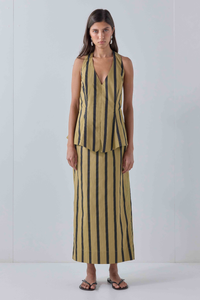 Charlee Midi Skirt Tan Stripe