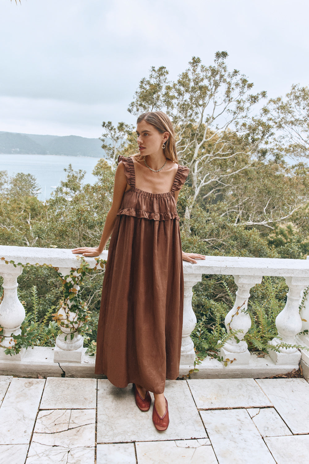 Rossana Linen Maxi Dress Chocolate VRG GRL Rossana Linen Maxi Dress Chocolate VRG GRL