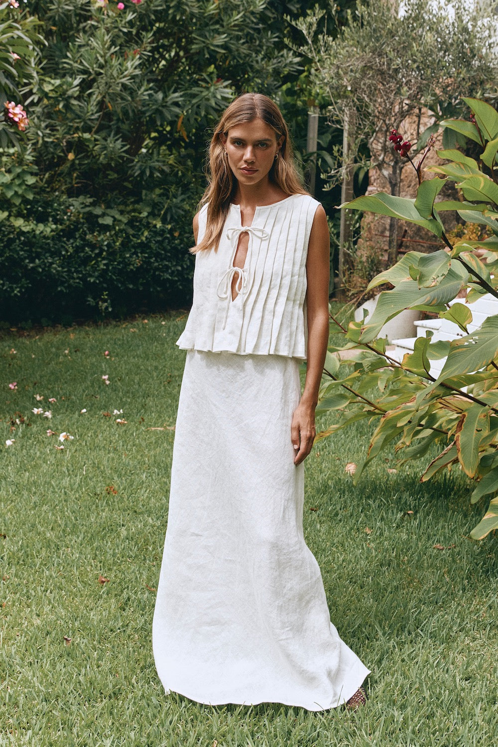 Ena Linen Bias Cut Maxi Skirt White VRG GRL ena-linen-bias-cut-maxi-skirt-white-vrg-grl