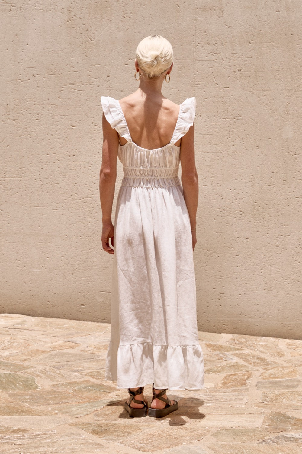 Annabel Linen Midi Dress White