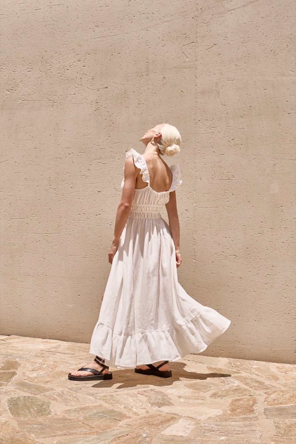 Annabel Linen Midi Dress White