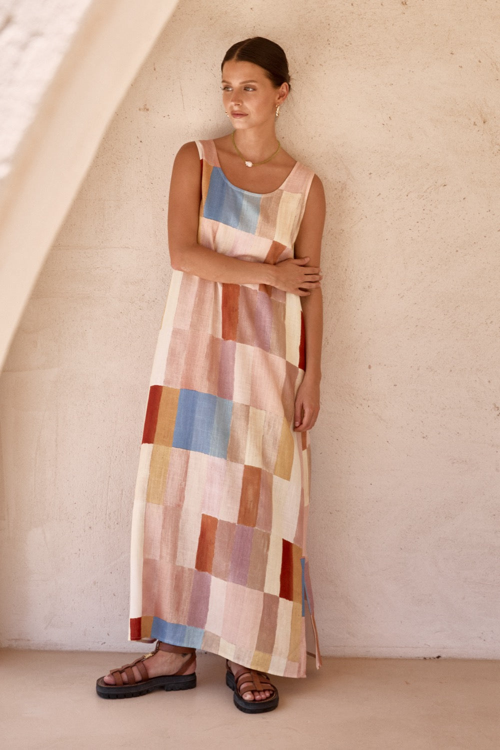 Cate Smock Maxi Dress Patchwork