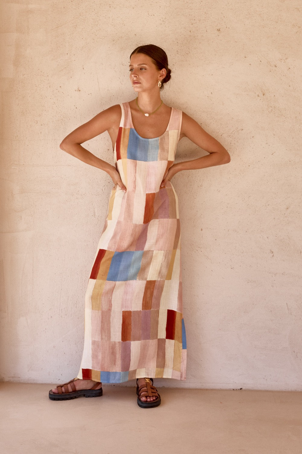 Cate Smock Maxi Dress Patchwork
