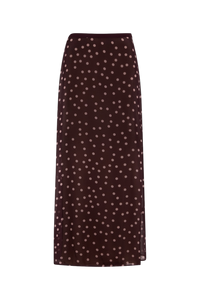 Vilma Sheer Maxi Skirt Wine Polka Dot
