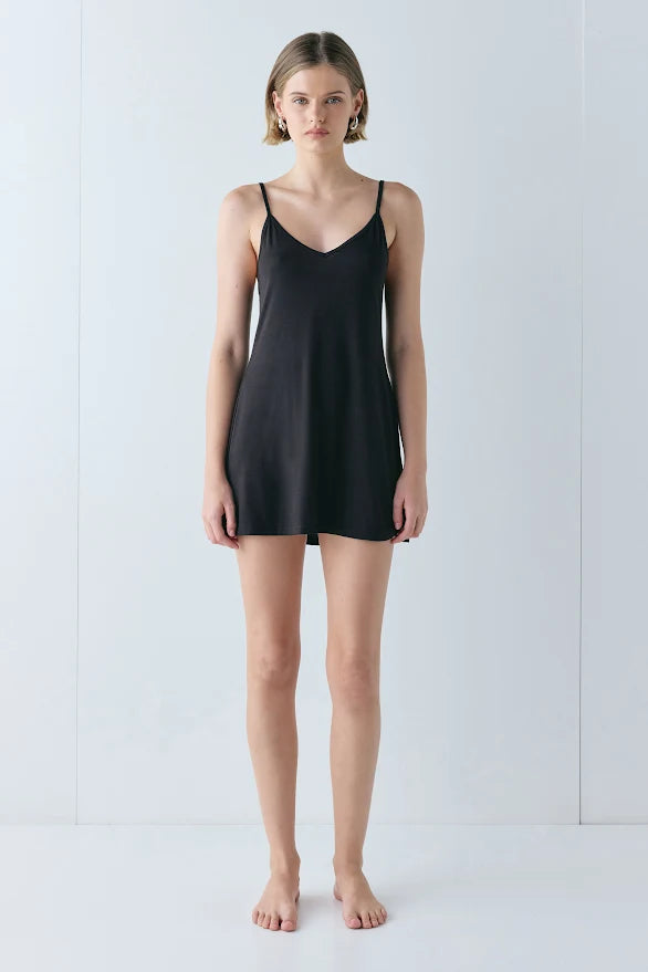Carrie Mini Slip Dress Black