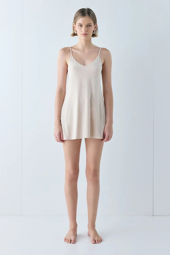 Carrie Mini Slip Dress Nude