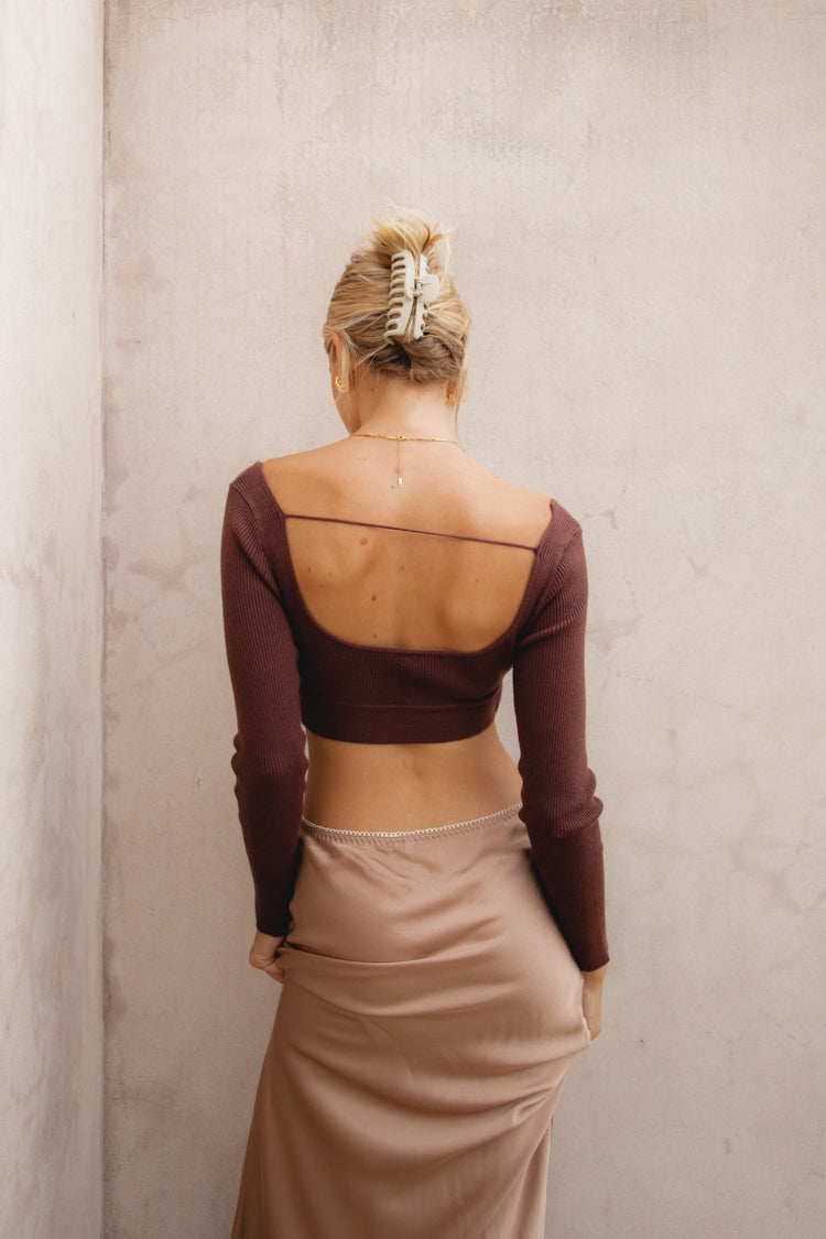 VRG GRL A Cut Above Knit Crop Top // Chocolate