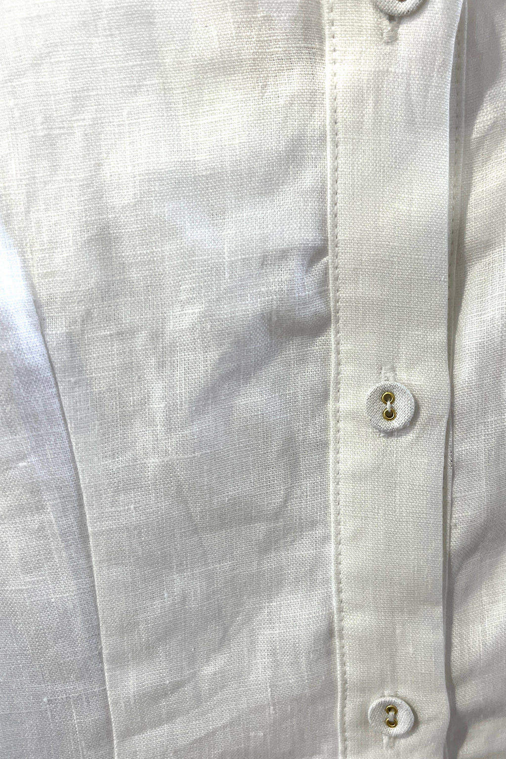 VRG GRL Florentina Button Front Linen Mini Dress // White