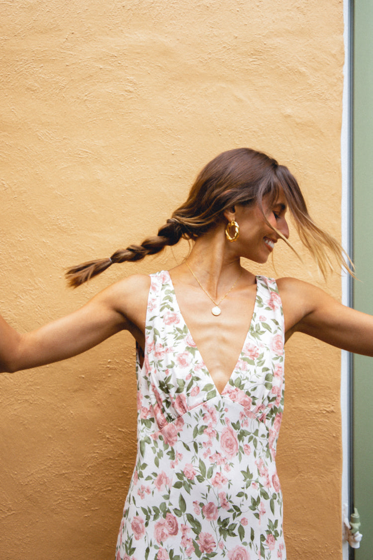 Postcards From Italy Bias Cut Maxi Dress Rose VRG GRL