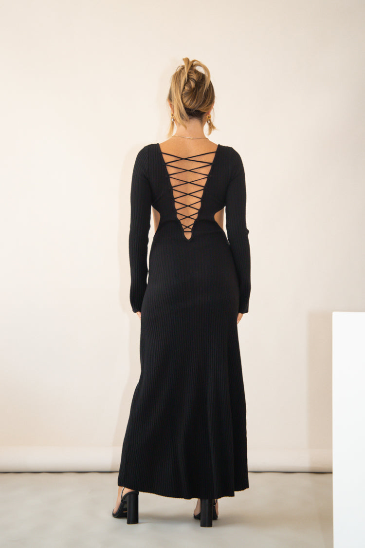 VRG GRL Vibes Are Real Knit Maxi Dress // Black